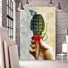 Lade das Bild in den Galerie-Viewer, Leinwandbild Handgranate Modern Art Hochformat