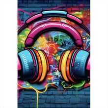 Lade das Bild in den Galerie-Viewer, Poster Headphones Street Art Hochformat