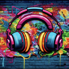 Lade das Bild in den Galerie-Viewer, Poster Headphones Street Art Quadrat