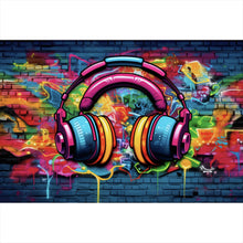 Lade das Bild in den Galerie-Viewer, Leinwandbild Headphones Street Art Querformat