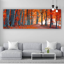 Lade das Bild in den Galerie-Viewer, Spannrahmenbild Herbstmorgen im Wald Panorama