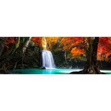 Lade das Bild in den Galerie-Viewer, Poster Herbstwald mit Wasserfall Panorama