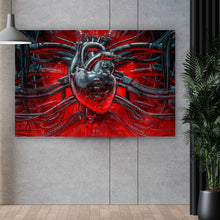 Lade das Bild in den Galerie-Viewer, Leinwandbild Herz aus Stahl Querformat