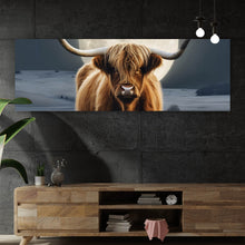 Lade das Bild in den Galerie-Viewer, Aluminiumbild Highland Rind im Mondschein Panorama