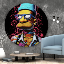 Lade das Bild in den Galerie-Viewer, Aluminiumbild gebürstet Hipster Homer Pop Art Kreis