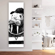 Lade das Bild in den Galerie-Viewer, Acrylglasbild Hipster Walross Zeichenstil Panorama Hoch