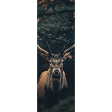 Lade das Bild in den Galerie-Viewer, Aluminiumbild Hirsch am düsteren Waldrand Panorama Hoch