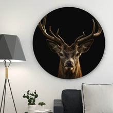 Lade das Bild in den Galerie-Viewer, Aluminiumbild Hirsch auf Schwarz Kreis