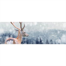 Lade das Bild in den Galerie-Viewer, Leinwandbild Hirsch im Winter Panorama
