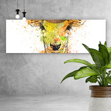 Lade das Bild in den Galerie-Viewer, Leinwandbild Hirsch mit Hut und Fliege Panorama