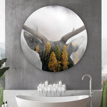 Lade das Bild in den Galerie-Viewer, Aluminiumbild Hirsch Silhouette mit Wald Kreis