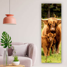 Lade das Bild in den Galerie-Viewer, Poster Hochlandrind mit Kalb Panorama Hoch