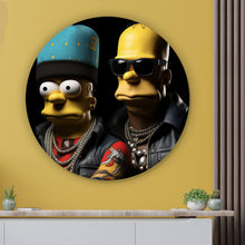 Lade das Bild in den Galerie-Viewer, Aluminiumbild gebürstet Homer und Freund Digital Art Kreis