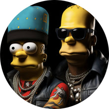 Lade das Bild in den Galerie-Viewer, Aluminiumbild gebürstet Homer und Freund Digital Art Kreis