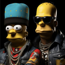Lade das Bild in den Galerie-Viewer, Aluminiumbild gebürstet Homer und Freund Digital Art Quadrat