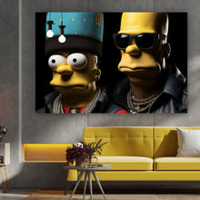 Lade das Bild in den Galerie-Viewer, Aluminiumbild gebürstet Homer und Freund Digital Art Querformat