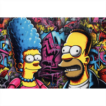 Lade das Bild in den Galerie-Viewer, Leinwandbild Marge und Homer Pop Art Querformat