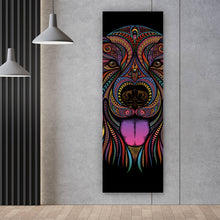 Lade das Bild in den Galerie-Viewer, Leinwandbild Hund aus bunten Mustern Panorama Hoch