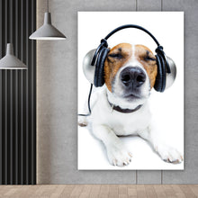 Lade das Bild in den Galerie-Viewer, Poster Hund mit Kopfhörer Hochformat