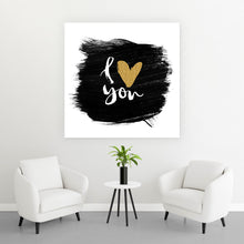 Lade das Bild in den Galerie-Viewer, Aluminiumbild gebürstet I Love You im Grunge Style Quadrat