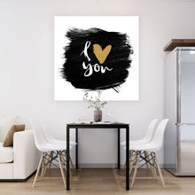 Lade das Bild in den Galerie-Viewer, Aluminiumbild gebürstet I Love You im Grunge Style Quadrat