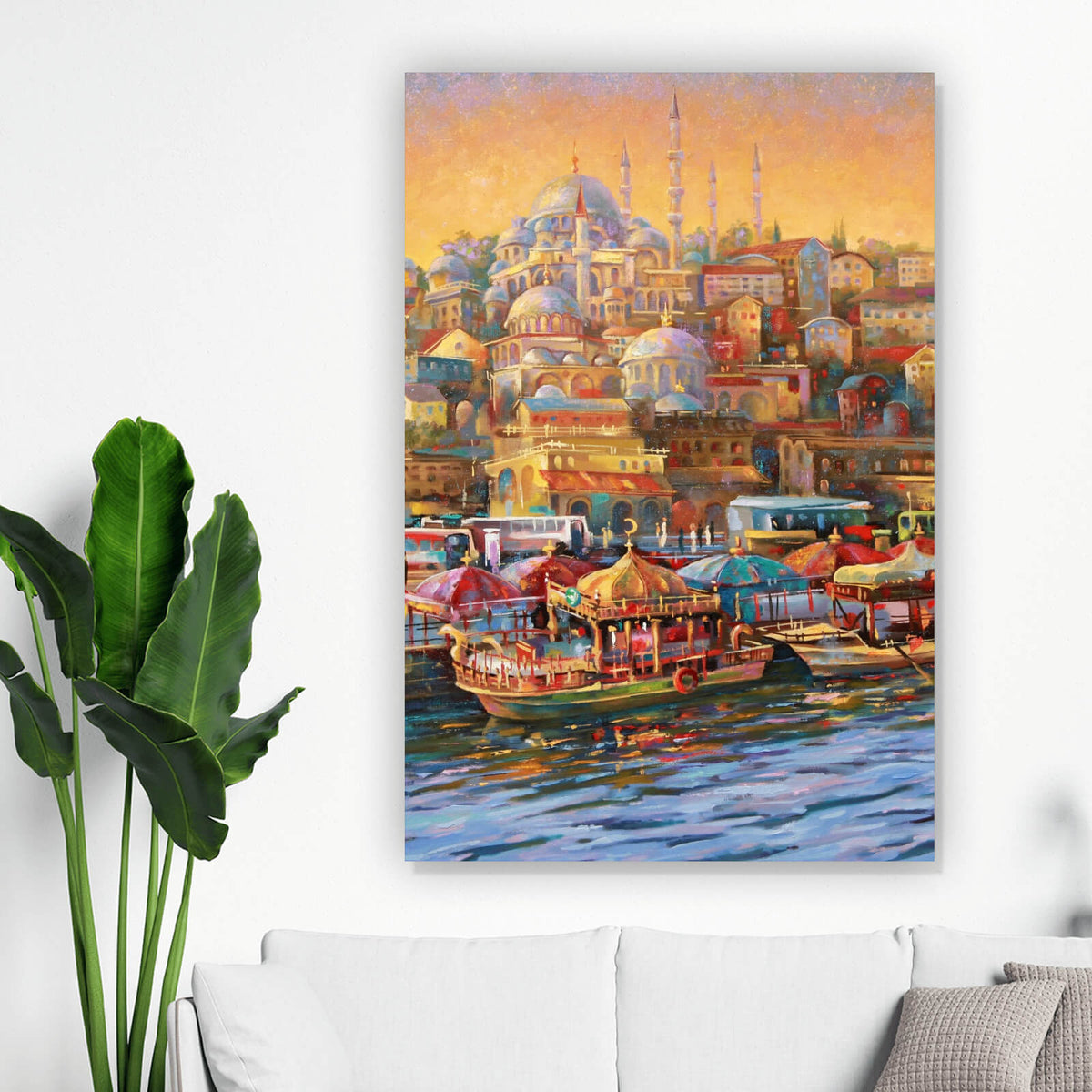 Aufhängefertig Gemälde Versandkostenfrei Hochformat, Istanbul & Wandguru Leinwandbild – im
