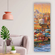 Lade das Bild in den Galerie-Viewer, Aluminiumbild gebürstet Istanbul Gemälde Panorama Hoch