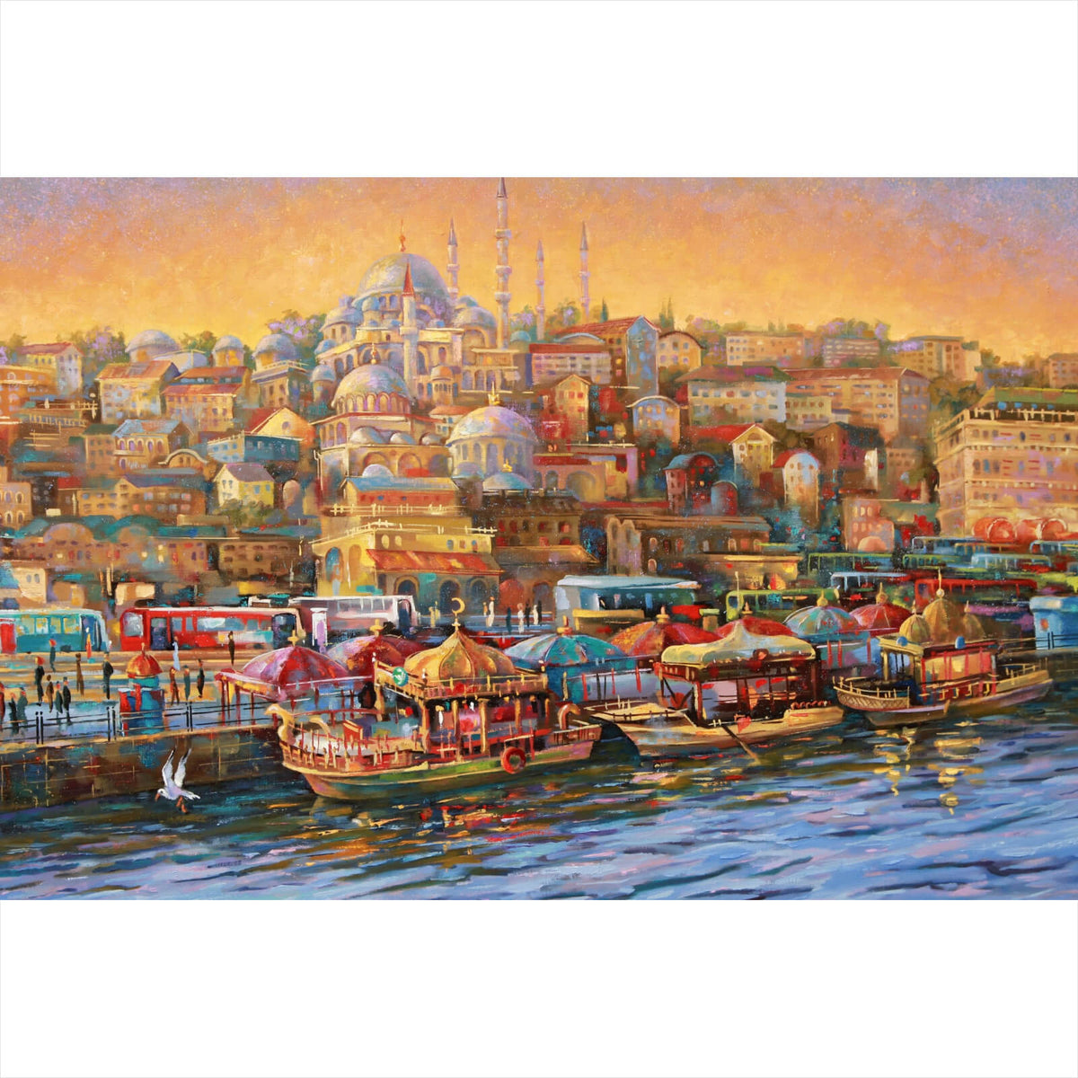 & – Aufhängefertig Wandguru Versandkostenfrei Querformat, Gemälde Leinwandbild im Istanbul