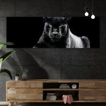 Lade das Bild in den Galerie-Viewer, Aluminiumbild Jaguar auf schwarzem Hintergrund Panorama