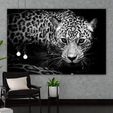 Lade das Bild in den Galerie-Viewer, Poster Leopard Schwarz Weiß Querformat