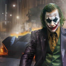 Lade das Bild in den Galerie-Viewer, Aluminiumbild gebürstet Joker mit Sportwagen Quadrat