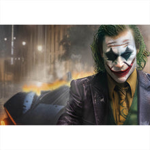 Lade das Bild in den Galerie-Viewer, Aluminiumbild gebürstet Joker mit Sportwagen Querformat
