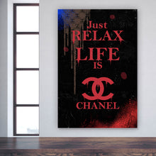 Lade das Bild in den Galerie-Viewer, Aluminiumbild Just Relax Spruch Hochformat