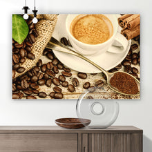 Lade das Bild in den Galerie-Viewer, Leinwandbild Kaffee Zeit Querformat