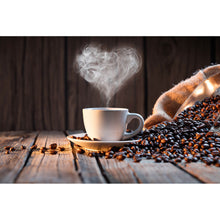 Lade das Bild in den Galerie-Viewer, Aluminiumbild gebürstet Kaffeetasse mit herzförmigen Dampf Querformat