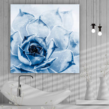 Lade das Bild in den Galerie-Viewer, Aluminiumbild Kaktus Sukkulente Blau Quadrat