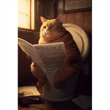 Lade das Bild in den Galerie-Viewer, Poster Katze auf der Toilette Digital Art Hochformat