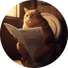 Lade das Bild in den Galerie-Viewer, Aluminiumbild gebürstet Katze auf der Toilette Digital Art Kreis