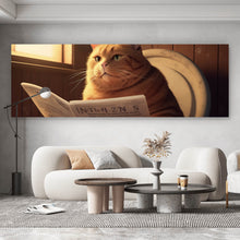 Lade das Bild in den Galerie-Viewer, Spannrahmenbild Katze auf der Toilette Digital Art Panorama