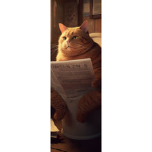 Lade das Bild in den Galerie-Viewer, Aluminiumbild gebürstet Katze auf der Toilette Digital Art Panorama Hoch