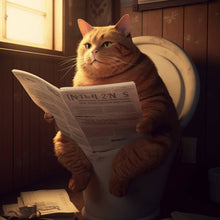 Lade das Bild in den Galerie-Viewer, Poster Katze auf der Toilette Digital Art Quadrat