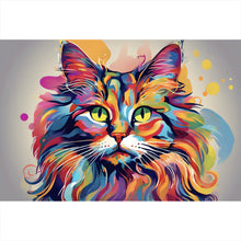 Lade das Bild in den Galerie-Viewer, Poster Katze in Regenbogenfarben Querformat