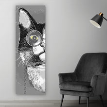 Lade das Bild in den Galerie-Viewer, Leinwandbild Katze mit Monokel Panorama Hoch