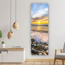 Lade das Bild in den Galerie-Viewer, Leinwandbild Kiesstrand in Korsika Panorama Hoch