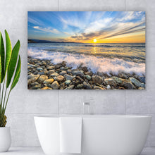 Lade das Bild in den Galerie-Viewer, Spannrahmenbild Kiesstrand in Korsika Querformat