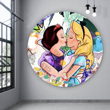 Lade das Bild in den Galerie-Viewer, Aluminiumbild Kiss different Pop Art Kreis