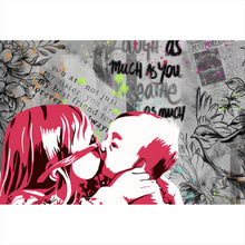 Lade das Bild in den Galerie-Viewer, Leinwandbild Kissing Kids Pop Art Querformat