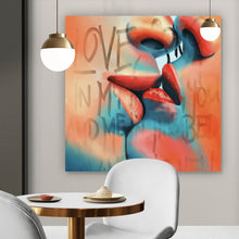Lade das Bild in den Galerie-Viewer, Acrylglasbild Küssende Lippen Street Art Quadrat