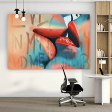 Lade das Bild in den Galerie-Viewer, Acrylglasbild Küssende Lippen Street Art Querformat