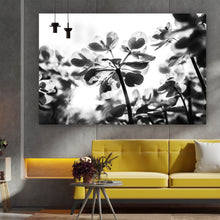 Lade das Bild in den Galerie-Viewer, Aluminiumbild gebürstet Klee Schwarz-Weiß Querformat